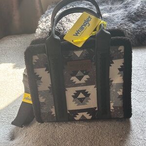 Wrangler Black and White Geometric Tote